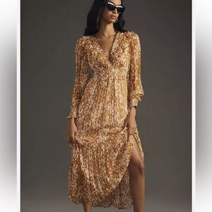 NWT Anthropologie-The Odetta Ruffled V-Neck Dress